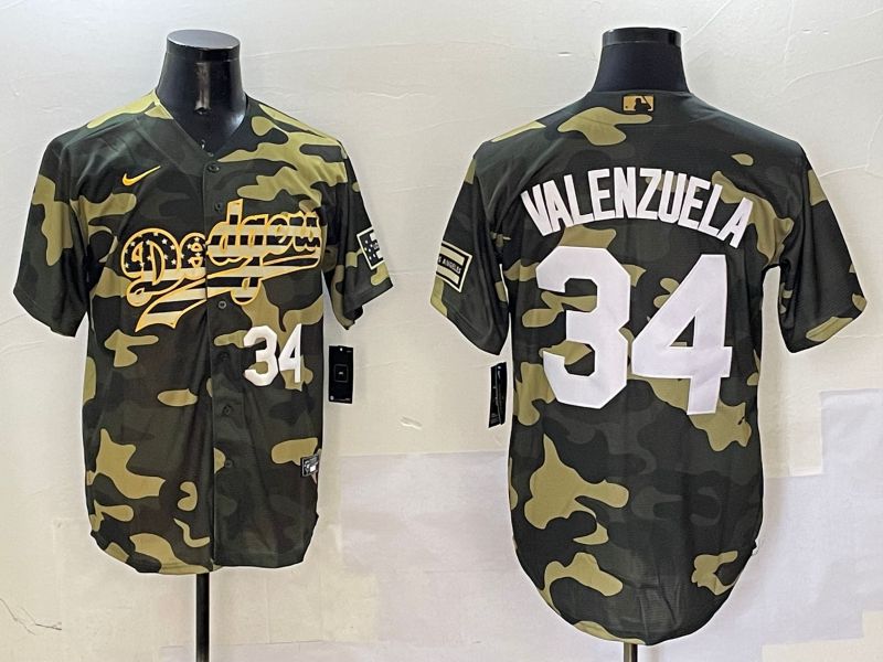 Men Los Angeles Dodgers 34 Valenzuela Camo Joint Name 2025 Nike MLB Jersey style 11